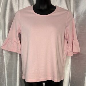 Blair Pink Top Flounce Sleeve Round Neck Women’s Large